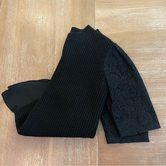 Ann Taylor Black Sweater with Lace - Picture 3 of 4